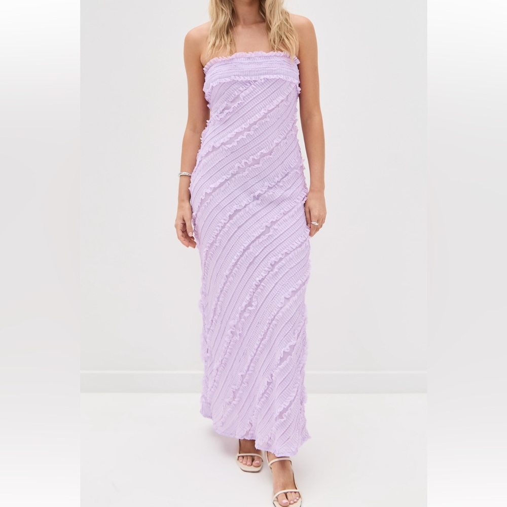 Endless Rose Lilac Strapless Ruffled Maxi Dress